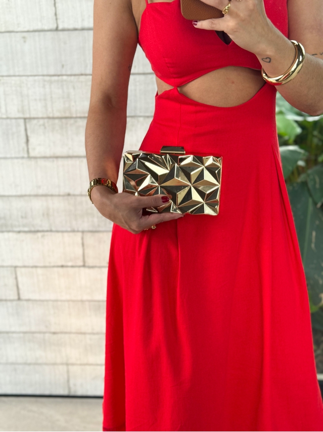 Clutch Geometrica Dourada 