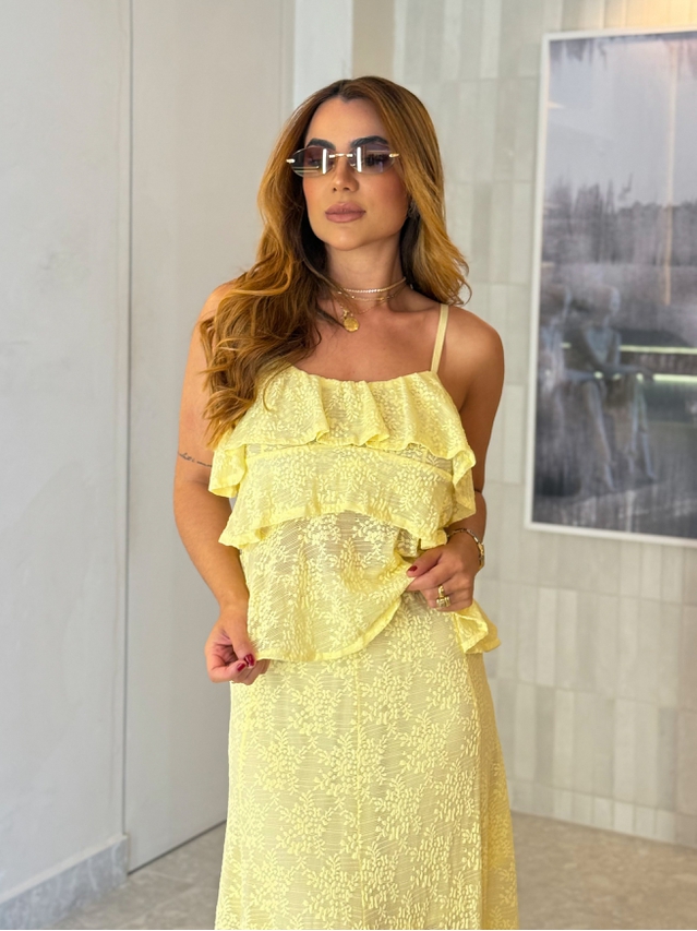 Conjunto Rendado Dara Amarelo