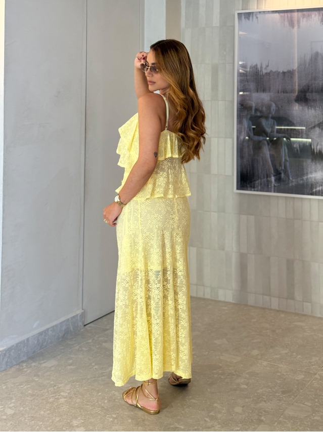 Conjunto Rendado Dara Amarelo
