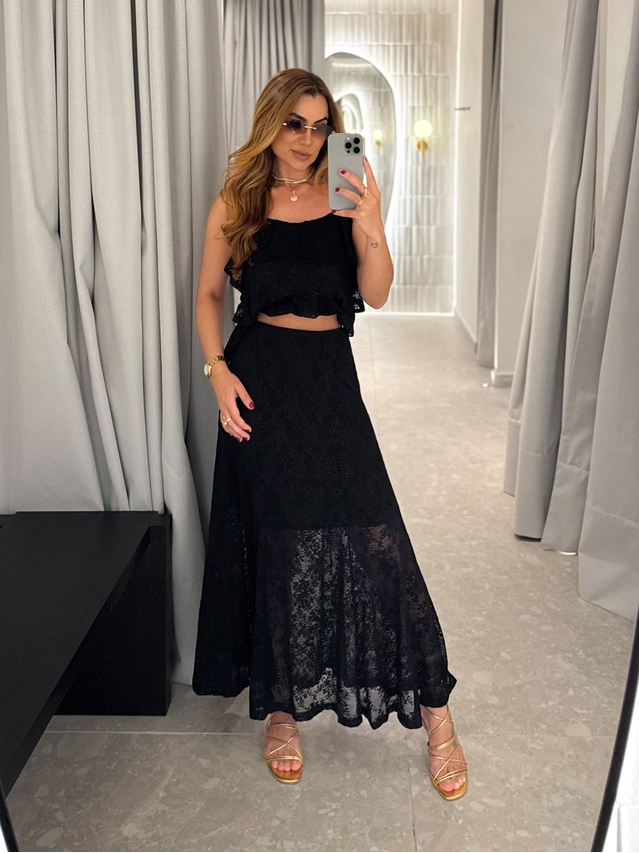Conjunto Rendado Dara Preto