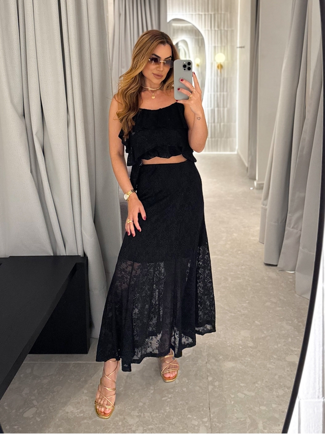 Conjunto Rendado Dara Preto