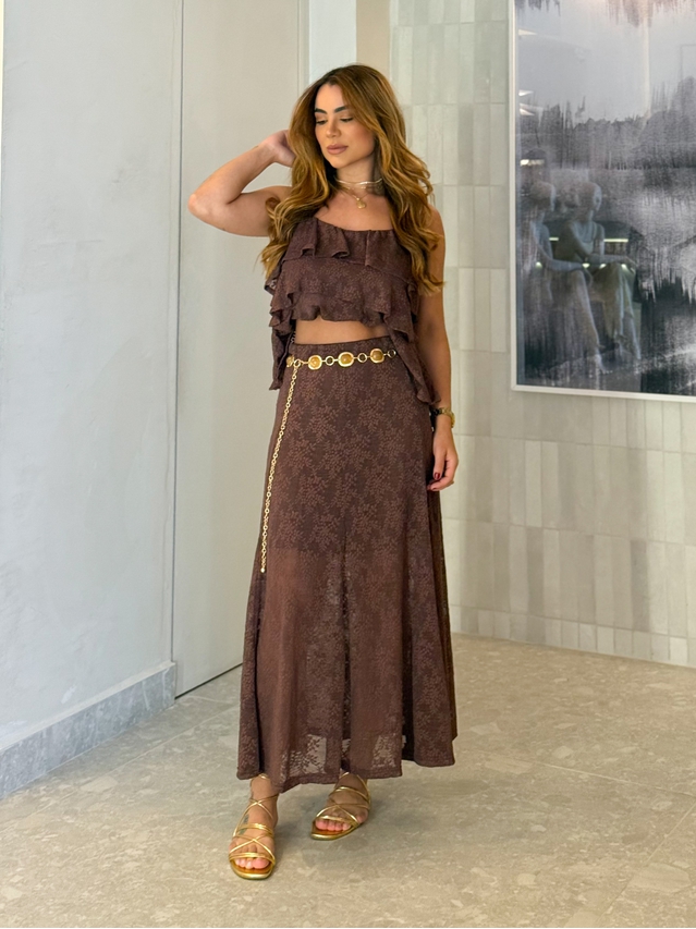 Conjunto Rendado Dara Café