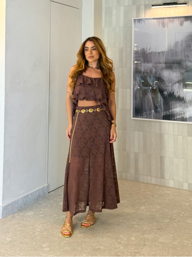 Conjunto Rendado Dara Café