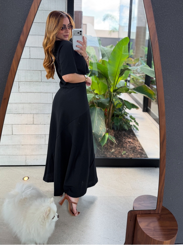 Conjunto Saia Assimétrica Brielle Preto