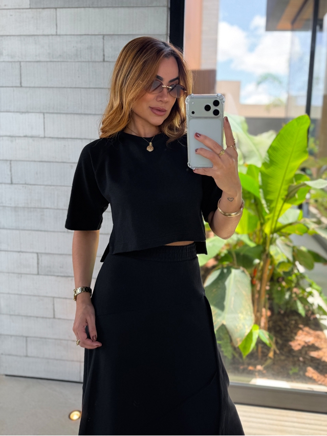 Conjunto Saia Assimétrica Brielle Preto