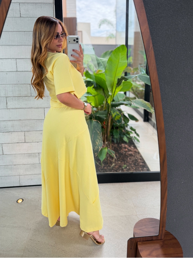 Conjunto Saia Assimétrica Brielle Amarelo