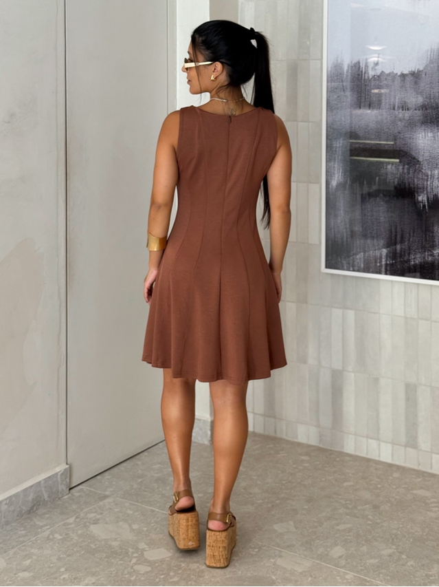 Vestido Regata Evasê Laila Marrom