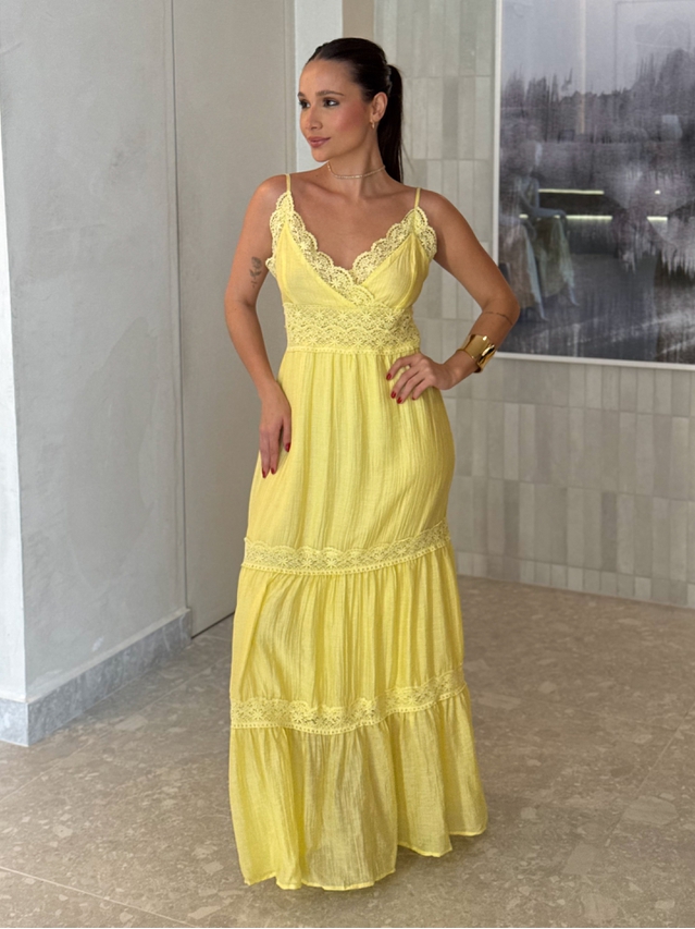 Vestido Chiffon Érica Amarelo