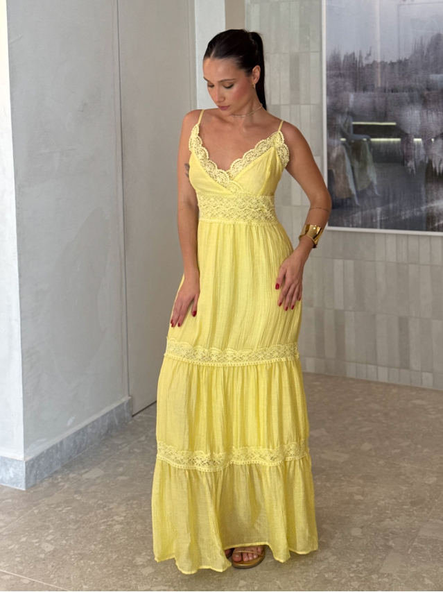 Vestido Chiffon Érica Amarelo