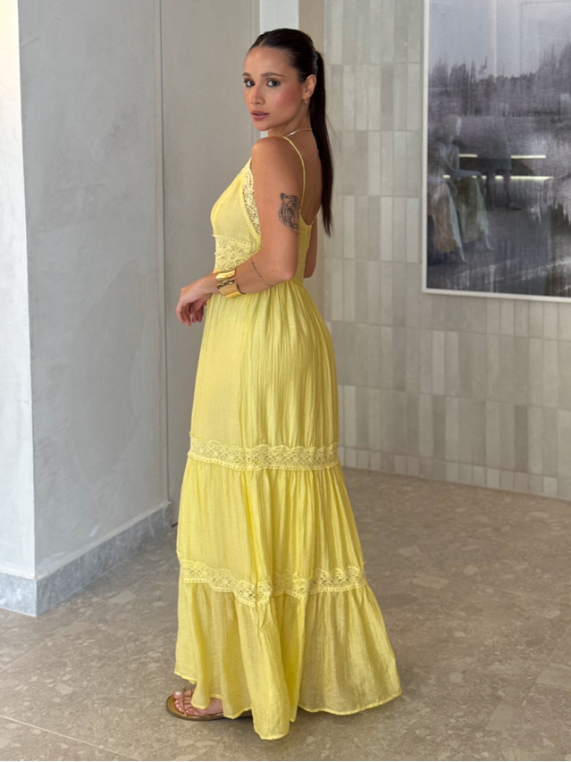 Vestido Chiffon Érica Amarelo