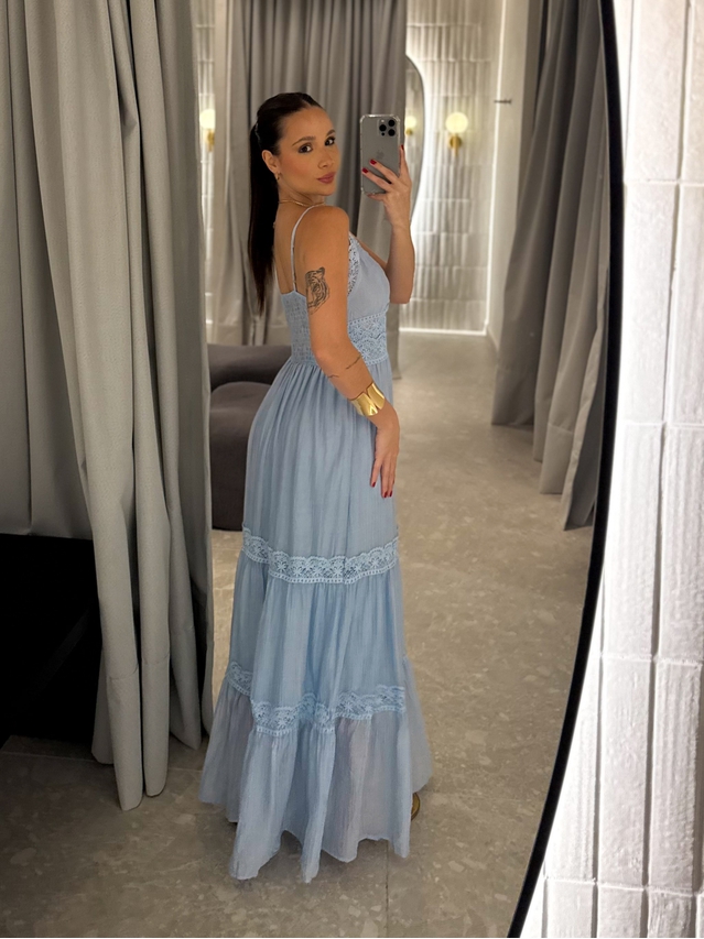 Vestido Chiffon Érica Azul