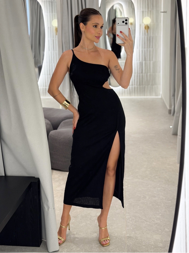 Vestido Midi Helena Preto 