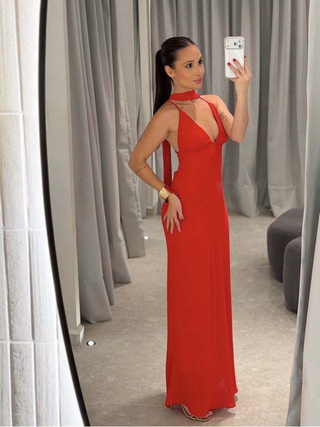 Vestido Midi Fernanda Vermelho 