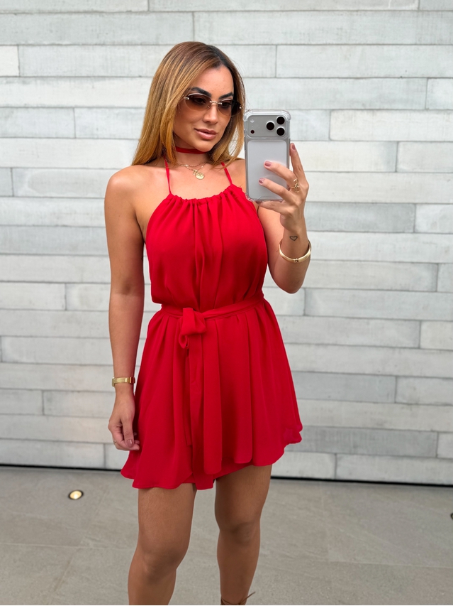 Macaquinho Frente Única Cecília Vermelho 