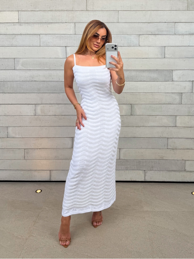 Vestido Lurex Estrela Branco