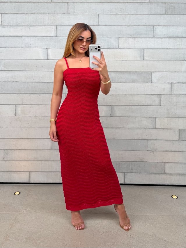 Vestido Lurex Estrela Vermelho