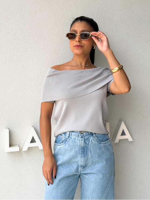 Blusa Ombro a Ombro Aura Cinza