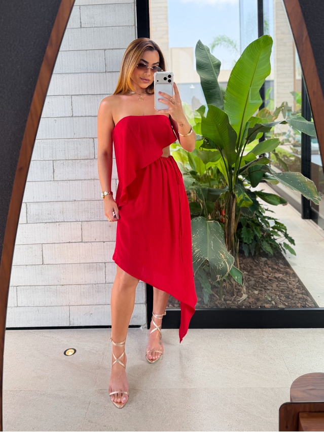 Vestido Midi Lorena Vermelho