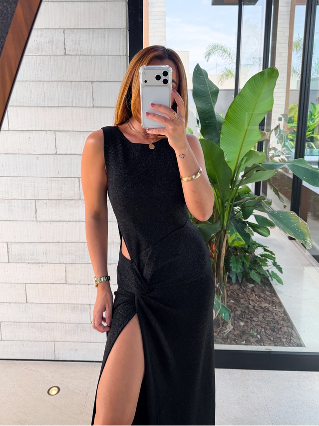 Vestido Tricot Brilho Victoria Preto