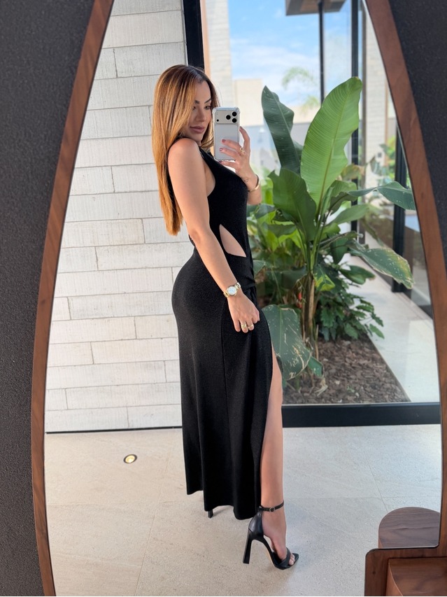 Vestido Tricot Brilho Victoria Preto