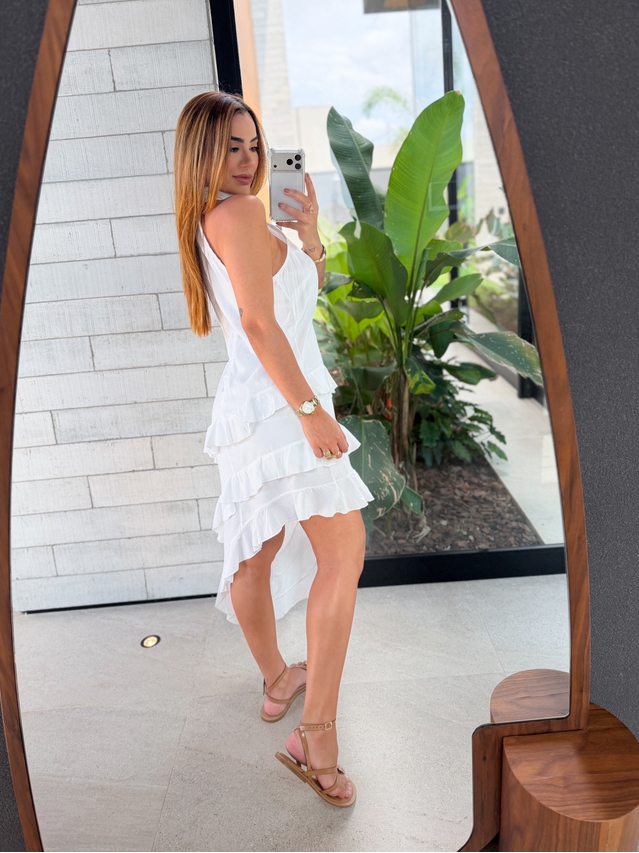 Vestido Gola Alta Anelise Branco 