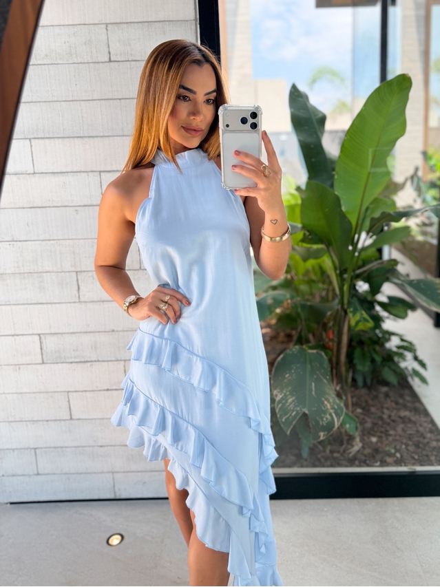 Vestido Gola Alta Anelise Baby Blue 
