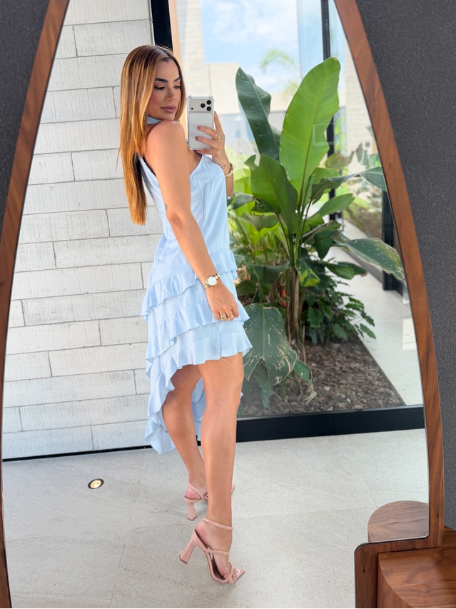 Vestido Gola Alta Anelise Baby Blue 
