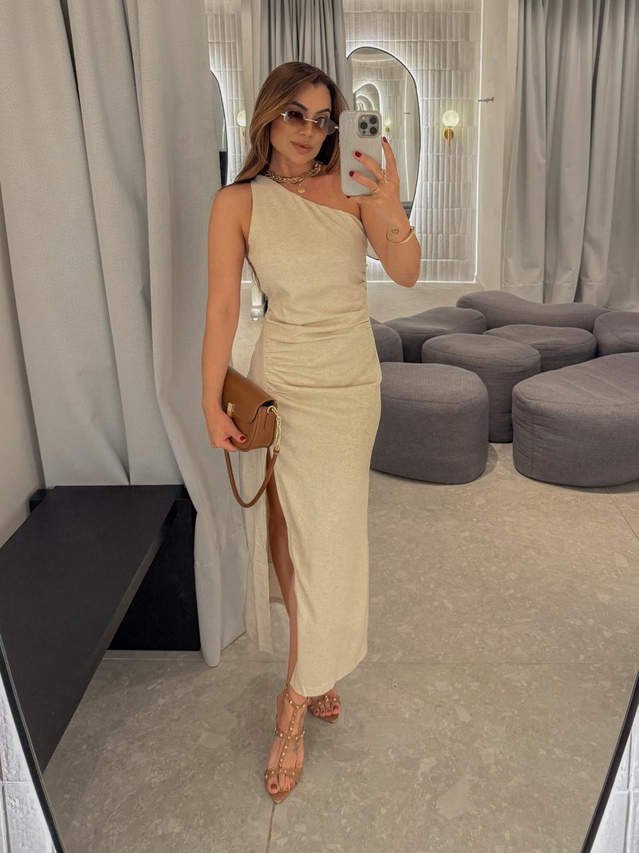 Vestido Midi Selena Areia
