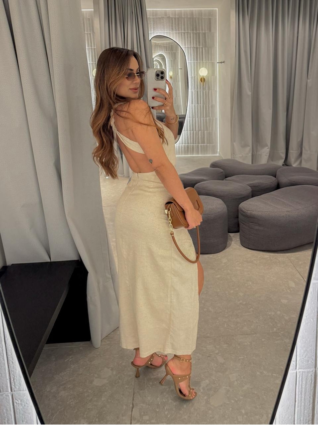 Vestido Midi Selena Areia