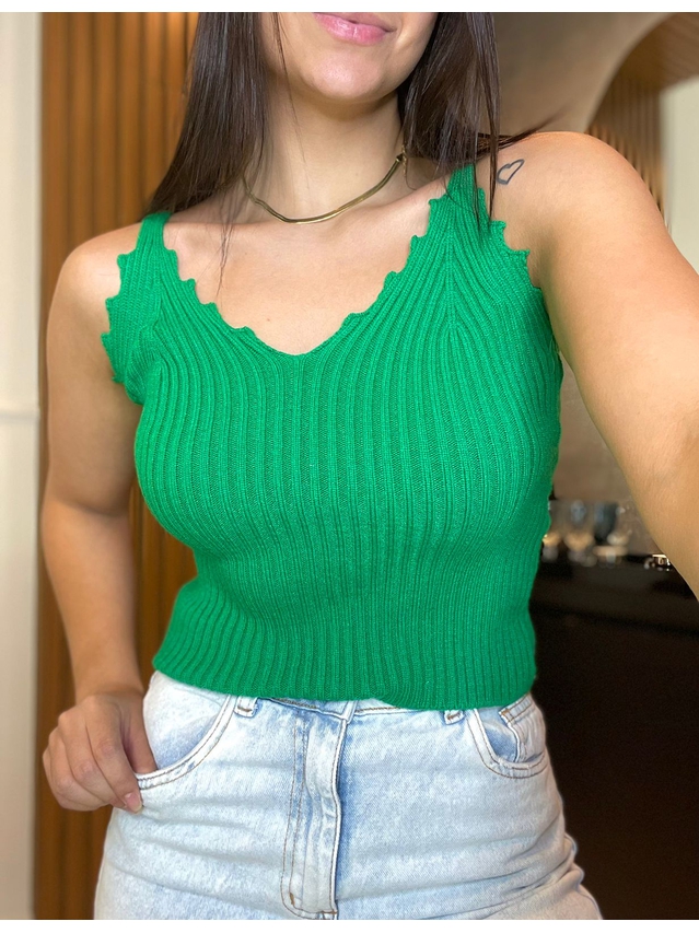 Cropped Tricot Alcinha Verde
