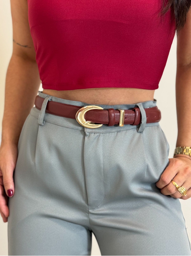 Cinto Couro Basic Cherry