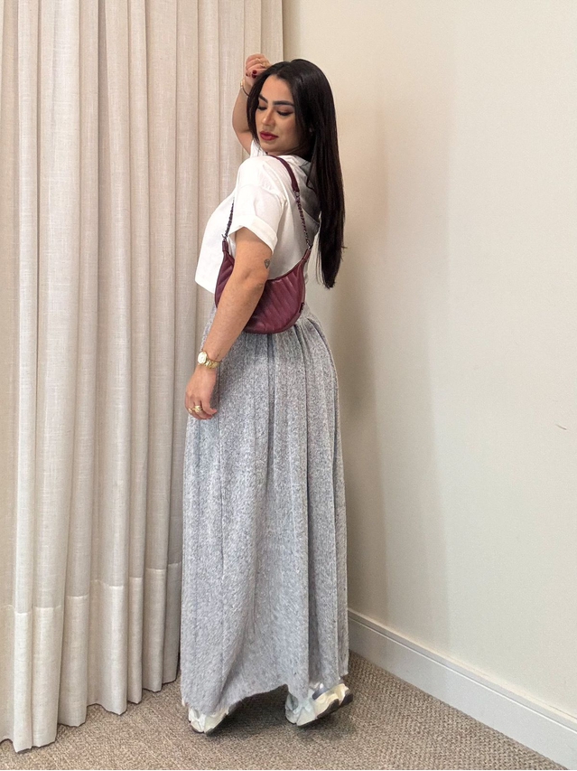 Saia Midi Mousse Agatha Cinza