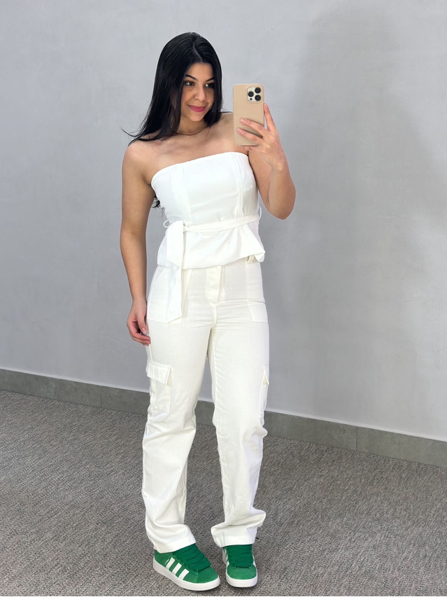 Calça Sarja Cargo Lauane Off