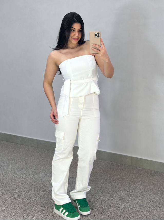 Calça Sarja Cargo Lauane Off