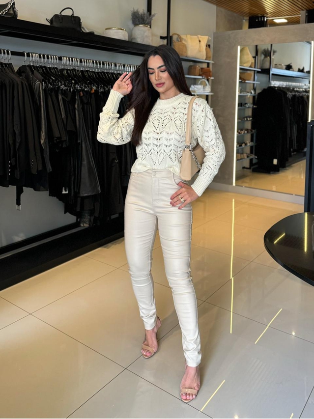 Suéter Crochê Creme