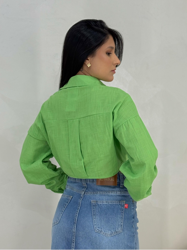 Camisa Linho Amarração Verde