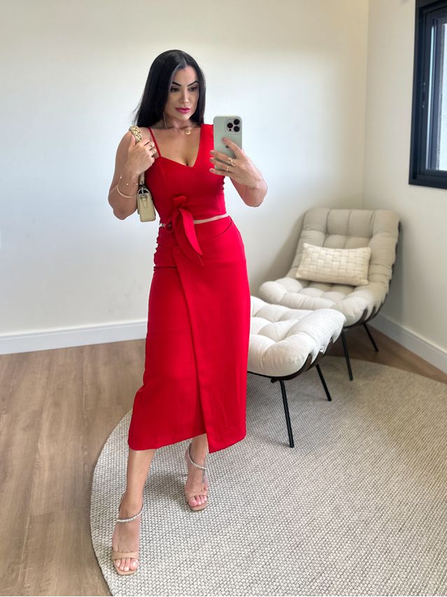 Cropped Alfaiataria Iris Vermelho