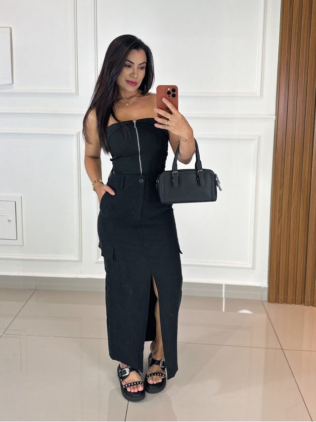 Blusa Zíper Úrsula Preto