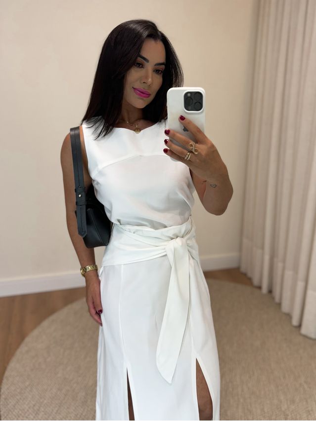 Conjunto Midi Saia Tulum Branco