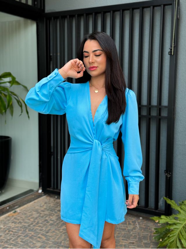 Vestido Manga Longa Arizona Azul