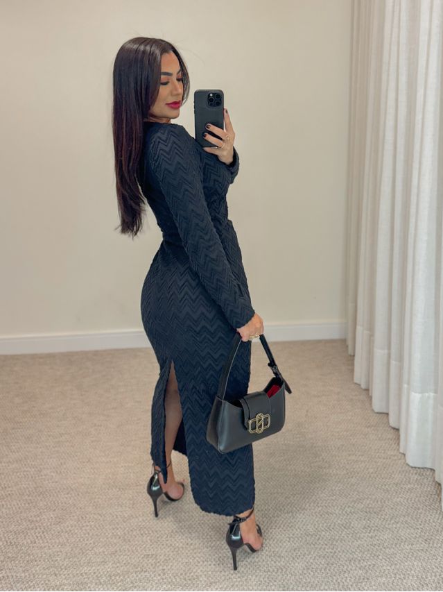 Vestido Manga Longa Amélia Preto