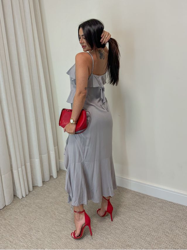 Vestido Midi Alcinha Cinza