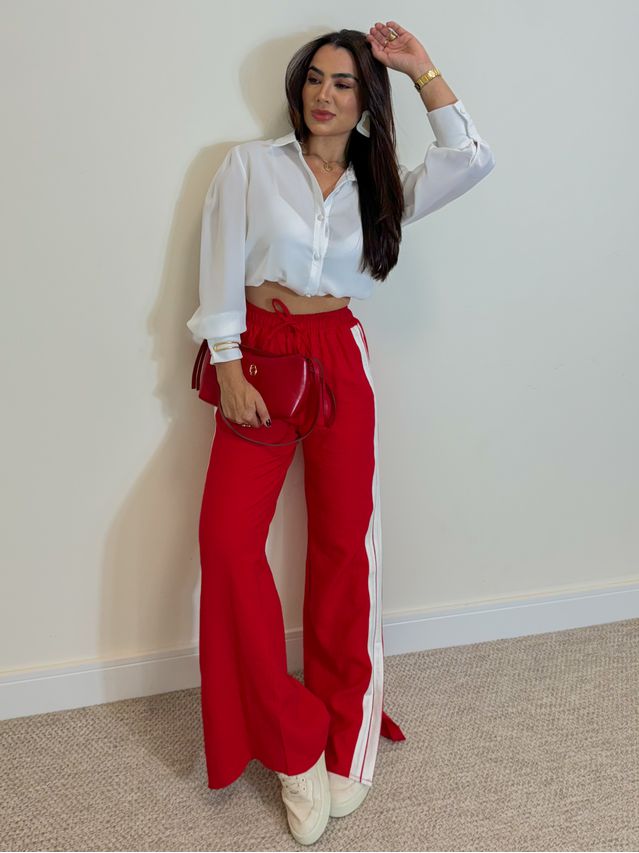 Calça Pantalona Listra Líbano Vermelha