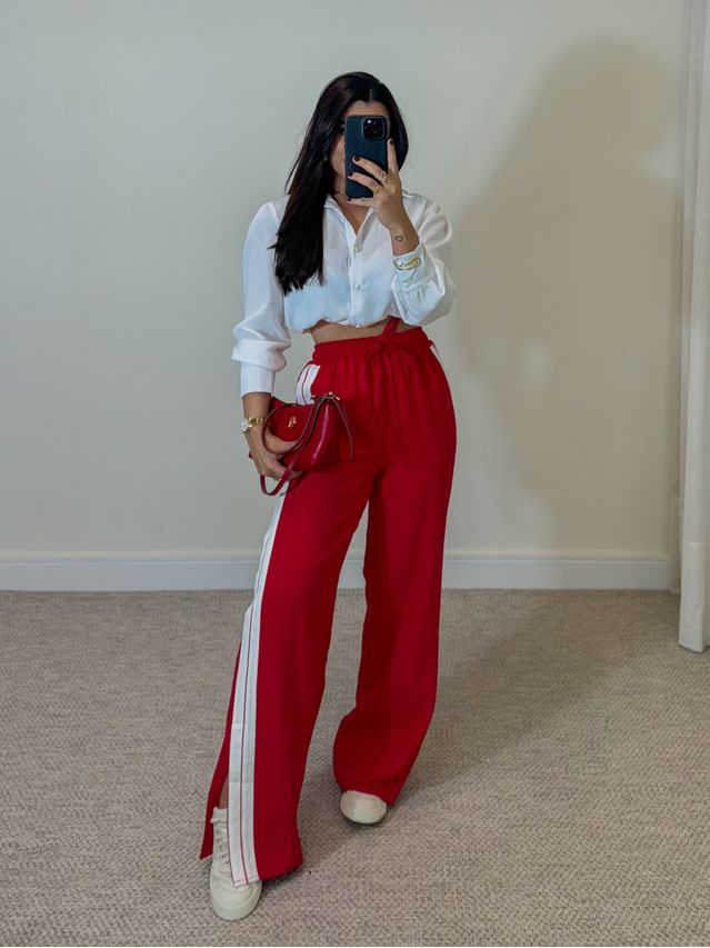 Calça Pantalona Listra Líbano Vermelha