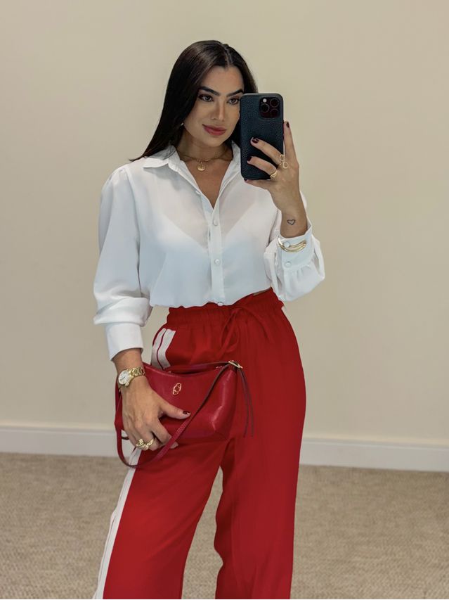 Calça Pantalona Listra Líbano Vermelha