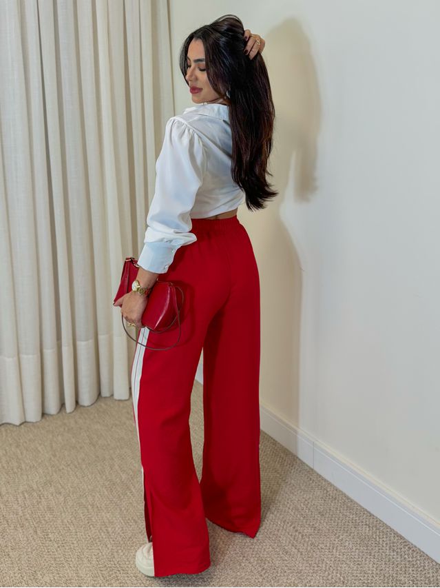 Calça Pantalona Listra Líbano Vermelha