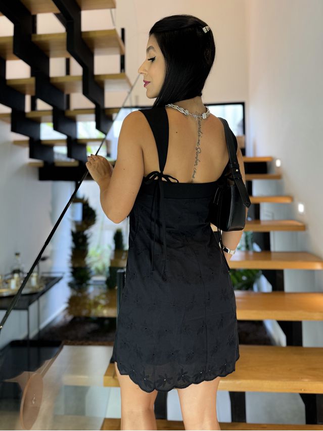 Vestido Linho Laise Roma Preto