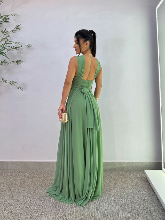 Vestido Festa Tule Oliva