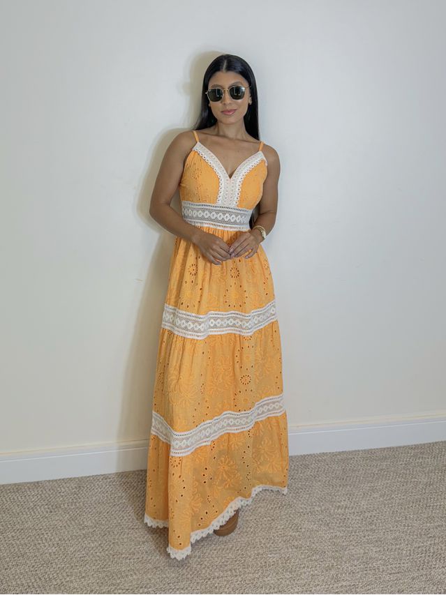 Vestido Longo Laise Acapulco Laranja