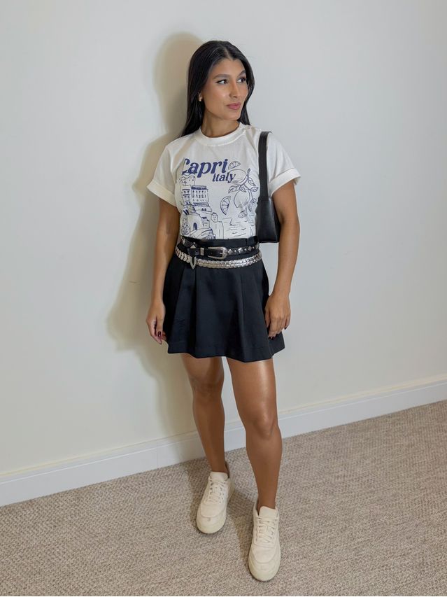 Short Saia Prega Preto
